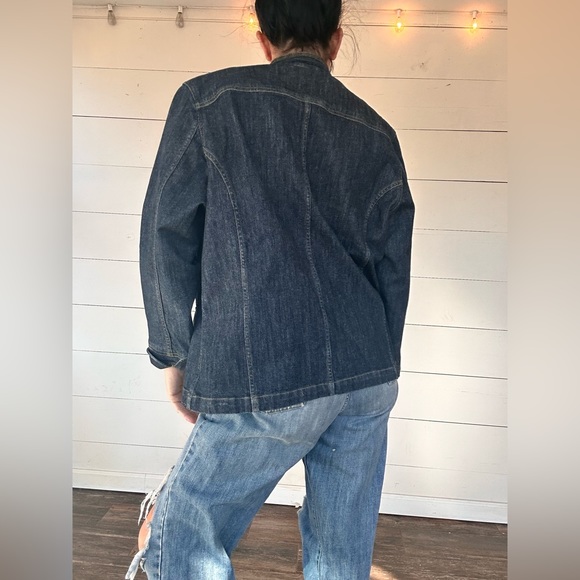 Vintage Y2k Eddie Bauer stand up collar denim jacket/blazer L - Picture 4 of 10